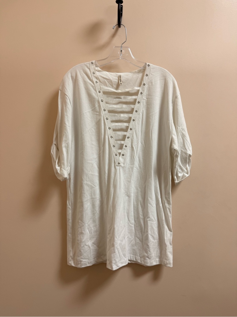 Emma & Sam White Ladder-Strap V-Neck Tunic